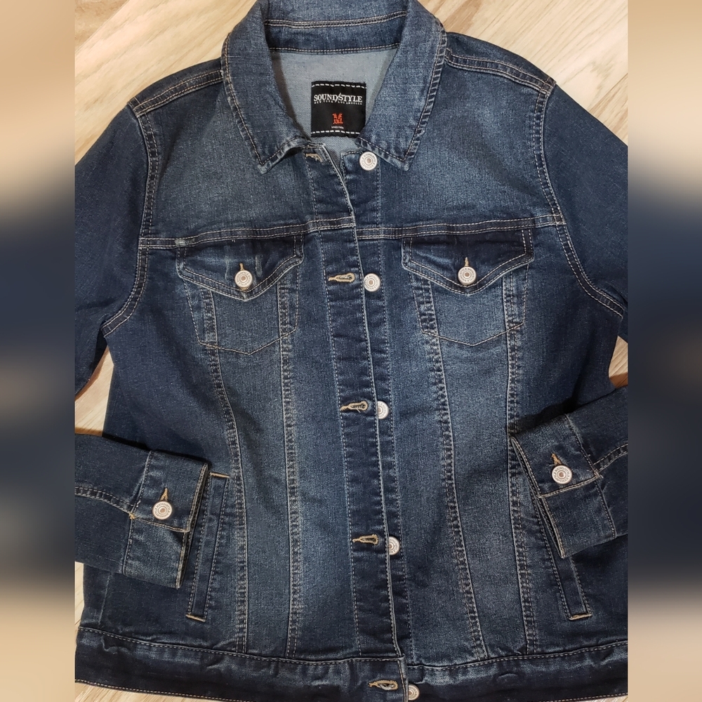 Sound/style Jean Jacket Button Up Front Crop Women Med,classic,,versatile,chic